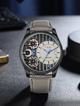 OVERFLY Tomi Gear Face Watch Mens Luxury Analog Watch with Black & Grey Strap Combo Set For Men