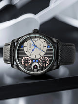 OVERFLY Tomi Gear Face Watch Mens Luxury Analog Watch with Black & Grey Strap Combo Set For Men