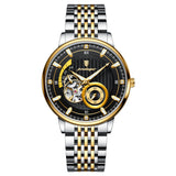 POEDAGAR Automatic Mechanical Luxury skeleton wrist watch stainless steel strap Analog Watch For Men