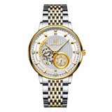 POEDAGAR Automatic Mechanical Luxury skeleton wrist watch stainless steel strap Analog Watch For Men