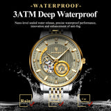 POEDAGAR Automatic Mechanical Luxury skeleton wrist watch stainless steel strap Analog Watch For Men
