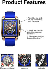 OVERFLY LIGE Mens Watch Analog Chronograph Square Dial wrist Watch for Men