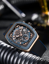 T5 Mens Watch Analog Chronograph Luxury Watch With Blue & Black Silicone Strap Wrist Watch For Men