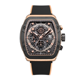 OVERFLY T5 Mens Watch Analog Chronograph Luxury Watch With Black Dial & Black Silicone Strap Wrist Watch For Men