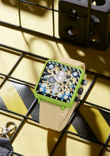 T5 Mens Watch Analog Chronograph Luxury Watch With Beige Silicone Strap Wrist Watch For Men