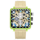 T5 Mens Watch Analog Chronograph Luxury Watch With Beige Silicone Strap Wrist Watch For Men