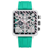 T5 Mens Watch Analog Chronograph Luxury Watch With Green Silicone Strap Wrist Watch For Men