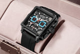 MEGIR Mens Watch Analog Chronograph Luxury with Black Silicone Strap Wrist Watch For Men
