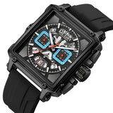MEGIR Mens Watch Analog Chronograph Luxury with Black Silicone Strap Wrist Watch For Men