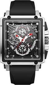 OVERFLY LIGE Mens Watch Analog Chronograph Square Dial wrist Watch for Men