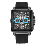 MEGIR Mens Watch Analog Chronograph Luxury with Black & Oranage Silicone Strap Wrist Watch For Men