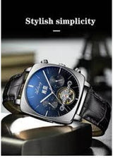 AILANG Analog Automatic Mechanical Luxury Multifunction Mens Watch With Blue Dial & Black strap wrist Watch For Men