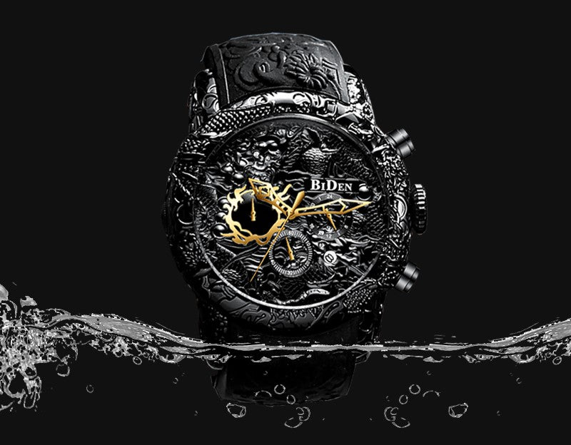 OVERFLY BIDEN Analog Chronograph Dragon Dial Luxury Men's Watch(NOW IN INDIA)(BD-129-Black)