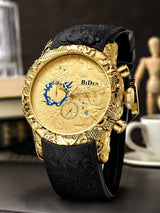 OVERFLY BIDEN Analog Chronograph Dragon Dial Luxury Men's Watch (NOW IN INDIA)(BD-129-Gold)