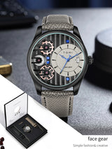 OVERFLY Tomi Gear Face Watch Mens Luxury Analog Watch with Black & Grey Strap Combo Set For Men