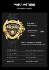 OVERFLY FOXBOX Analog Chronograph with Date Display MilitaryWatch F or-Men (FB26-Black-Gold)