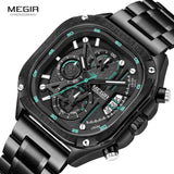 MEGIR Men's Watch Analog Chronograph Luxury with Gree Neto Strap wrist Watch For Men