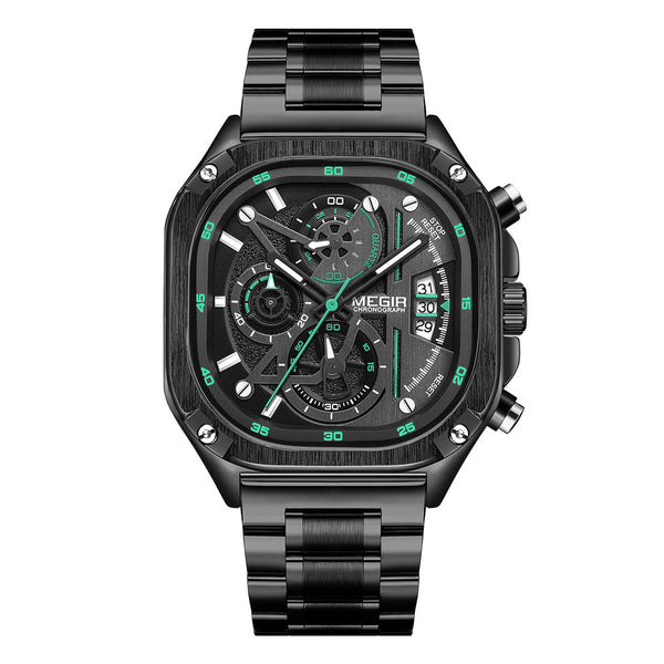 MEGIR Men's Watch Analog Chronograph Luxury with Gree Neto Strap wrist Watch For Men