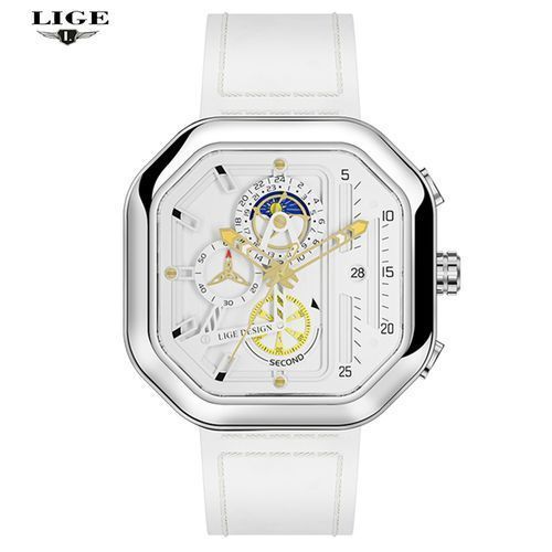 OVERFLY LIGE Luxury Square Dial Men's Analog Chronograph Watch (NOW IN INDIA)-White