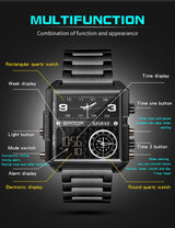 OVERFLY SANDA NOW IN INDIA - Square Dial Men's Analog & Digital Chronograph Watch (Black)