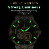 POEDGAR Automatic Mechanical Luxury skeleton wrist watch stainless steel strap Analog Watch For Men