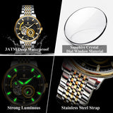 POEDGAR Automatic Mechanical Luxury skeleton wrist watch stainless steel strap Analog Watch For Men