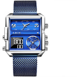 OVERFLY LIGE Square Dial Men's Analog & Digital Chronograph Watch (Blue)