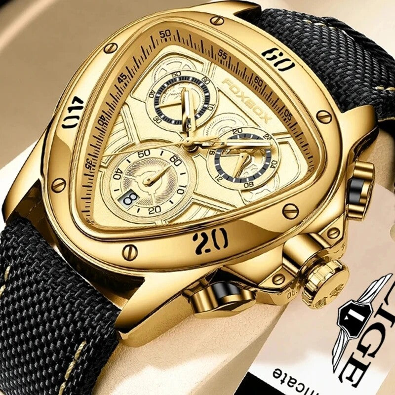 OVERFLY FOXBOX Analog Chronograph with Date Display MilitaryWatch F or-Men (FB26-Gold)