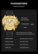 OVERFLY FOXBOX Analog Chronograph with Date Display MilitaryWatch F or-Men (FB26-Gold)