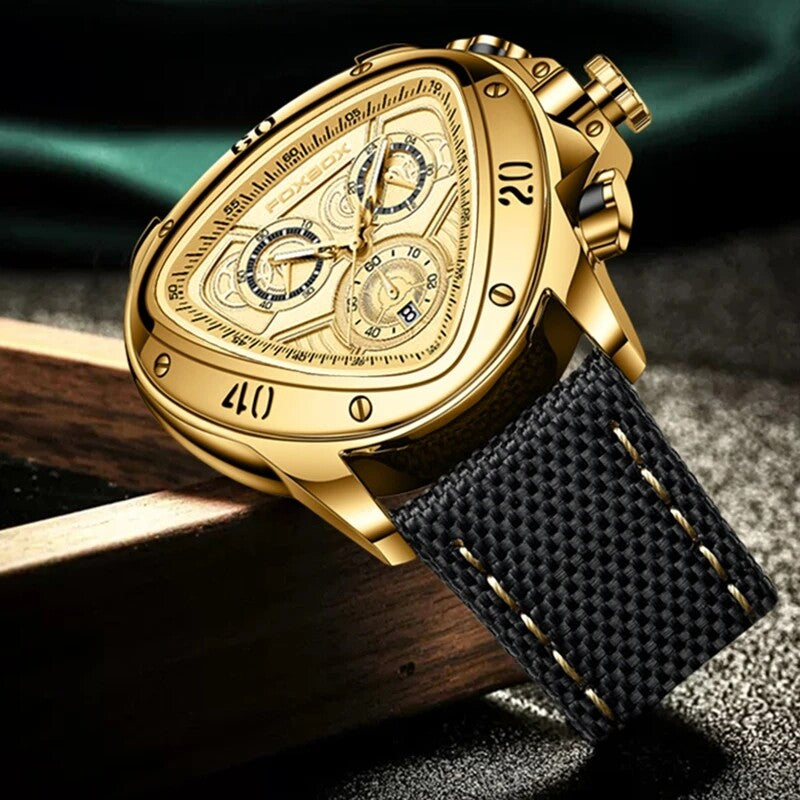 OVERFLY FOXBOX Analog Chronograph with Date Display MilitaryWatch F or-Men (FB26-Gold)