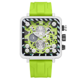 OVERFLY T5 Mens Watch Analog Chronograph Luxury Watch With Green Dial & Green Silicone Strap Wrist Watch For Men