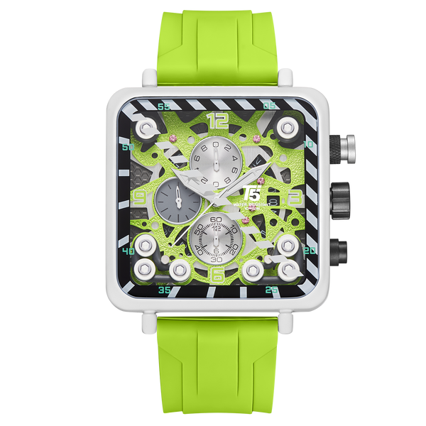 OVERFLY T5 Mens Watch Analog Chronograph Luxury Watch With Green Dial & Green Silicone Strap Wrist Watch For Men