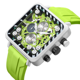 OVERFLY T5 Mens Watch Analog Chronograph Luxury Watch With Green Dial & Green Silicone Strap Wrist Watch For Men