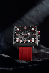 T5 Mens Watch Analog Chronograph Luxury Red Silicone Strap Wrist Watch For Men