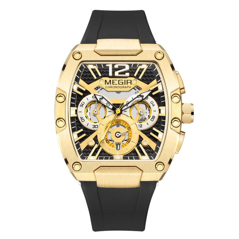 MEGIR Analog Chronograph with Date Display Military Analog Men's Watch(8112-Black-Gold)