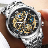 OVERFLY LIGE Mens Watch Analog Chronograph Luxury Watch Gold and  Steel Strap Wrist Watch For Men