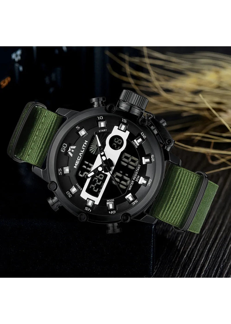 OVERFLY Analog Digital Chronograph Dual Time watch For-Men (NOW IN INDIA) MEGALITH 8051 Black-Green