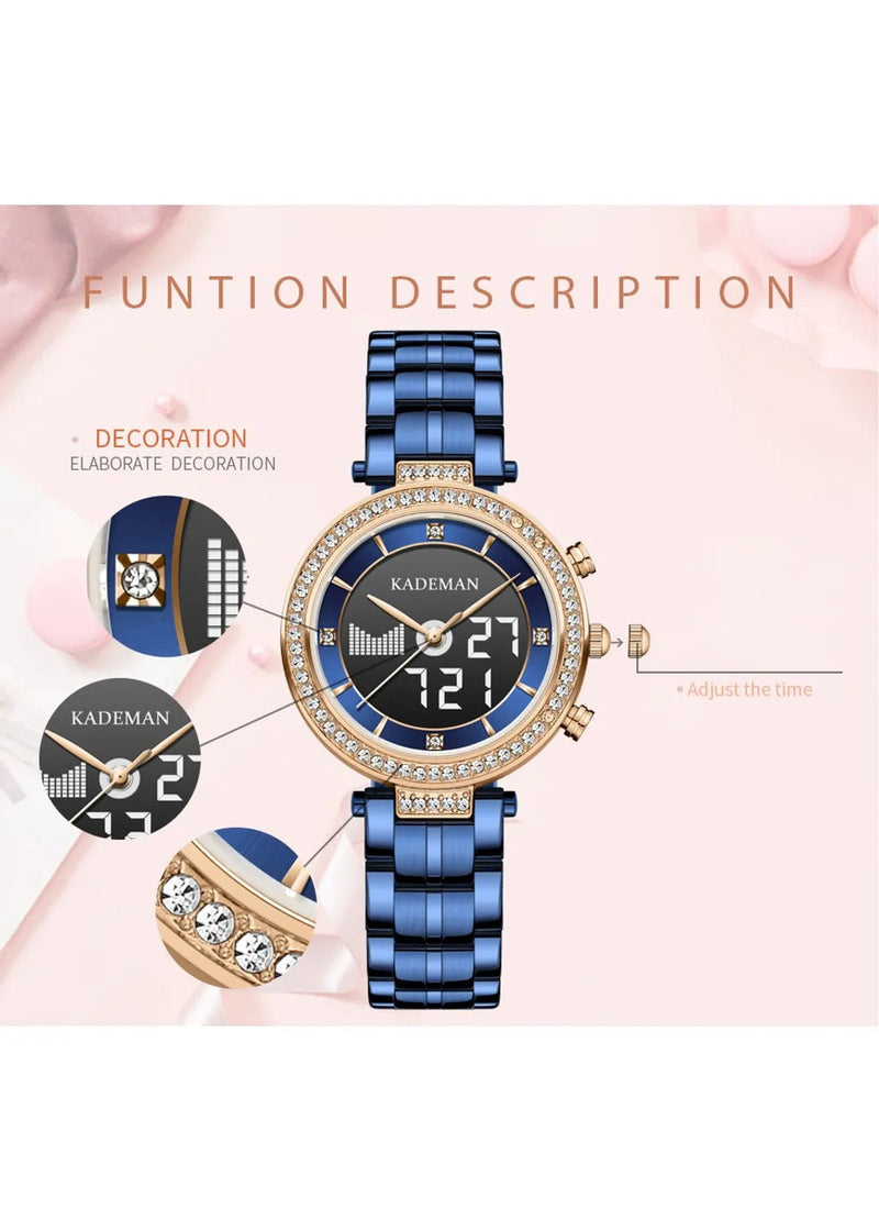 OVERFLY KADEMAN Luxury Digiatl Chronograph & Dual Time ladies Watch ( NOW IN INDIA)(Blue)