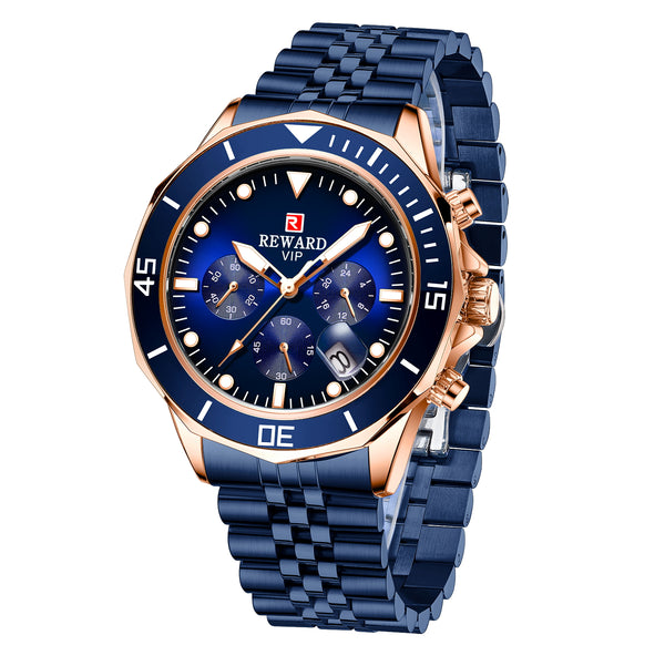 OVERFLY REWARD Blue Analog Chronograph Luxury Watch For Men