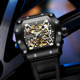 OVERFLY Onola Automatic Mechanical Skeleton Unique Dial Luxury Men's Watch (NOW IN INDIA)3829-Black