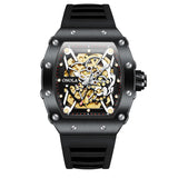 OVERFLY Onola Automatic Mechanical Skeleton Unique Dial Luxury Men's Watch (NOW IN INDIA)3829-Black