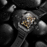 OVERFLY Onola Automatic Mechanical Skeleton Unique Dial Luxury Men's Watch (NOW IN INDIA)3829-Black