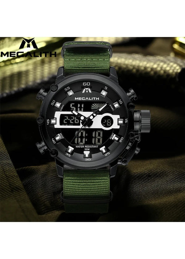 OVERFLY Analog Digital Chronograph Dual Time watch For-Men (NOW IN INDIA) MEGALITH 8051 Black-Green