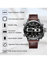 OVERFLY Analog Digital Chronograph Dual Time watch For-Men (NOW IN INDIA) MEGALITH 8051 Black-Brown