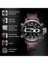 OVERFLY Analog Digital Chronograph Dual Time watch For-Men (NOW IN INDIA) MEGALITH 8051 Black-Brown