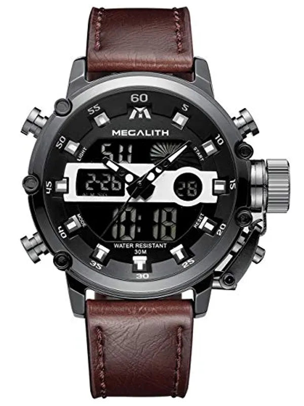 OVERFLY Analog Digital Chronograph Dual Time watch For-Men (NOW IN INDIA) MEGALITH 8051 Black-Brown