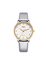 Onlyou 81130LB White Dial & Grey Genuine Leather Strap Watch For-Ladies