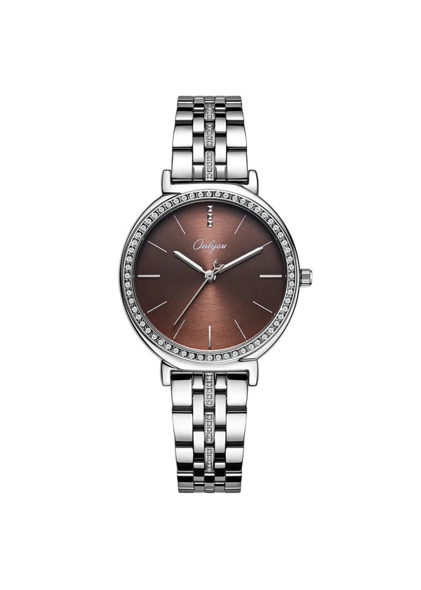 Onlyou Brown-Silver Analog Watch For-Ladies