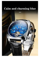 AILANG Analog Automatic Mechanical Luxury Multifunction Mens Watch With Blue Dial & Black strap wrist Watch For Men