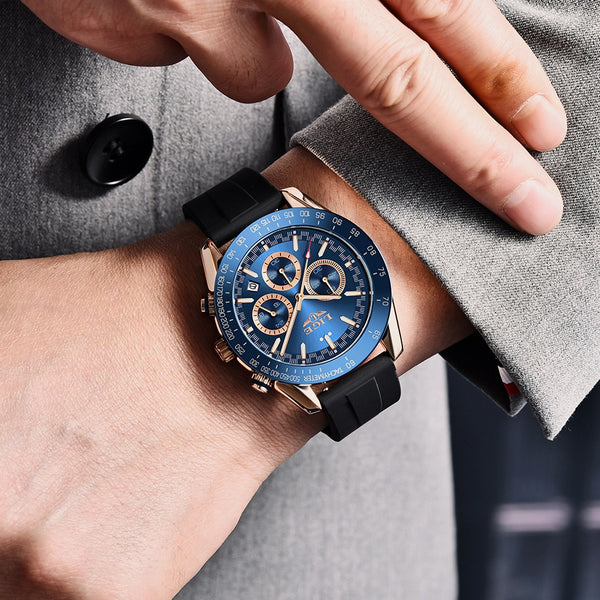 OVERFLY LIGE Analog Luxury Vintage Chronograph Watch for Men - Blue